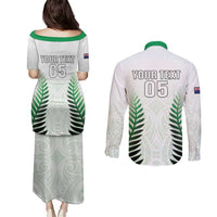 Custom New Zealand Fern Football Couples Matching Puletasi and Long Sleeve Button Shirt Simple Style