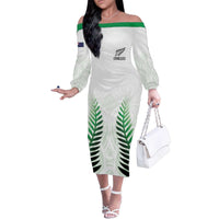 Custom New Zealand Fern Football Family Matching Off The Shoulder Long Sleeve Dress and Hawaiian Shirt Simple Style