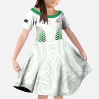 Custom New Zealand Fern Football Kid Short Sleeve Dress Simple Style