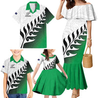 Custom New Zealand Football Family Matching Mermaid Dress and Hawaiian Shirt Go Aotearoa