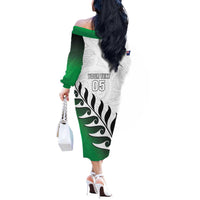 Custom New Zealand Football Off The Shoulder Long Sleeve Dress Go Aotearoa