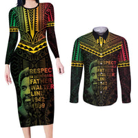 Happy Vanuatu Father Lini Day Couples Matching Long Sleeve Bodycon Dress and Long Sleeve Button Shirt LT05 Black - Polynesian Pride