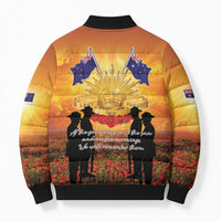 ANZAC Day Bomber Puffer Jacket Remembrance Tribute Soldiers And Poppy Field