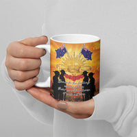 ANZAC Day Ceramic Mug Remembrance Tribute Soldiers And Poppy Field