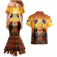 ANZAC Day Couples Matching Mermaid Dress and Hawaiian Shirt Remembrance Tribute Soldiers And Poppy Field