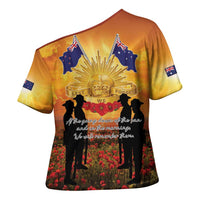 ANZAC Day Cross Shoulder Shirt Remembrance Tribute Soldiers And Poppy Field