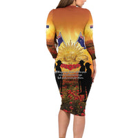 ANZAC Day Family Matching Long Sleeve Bodycon Dress and Hawaiian Shirt Remembrance Tribute Soldiers And Poppy Field