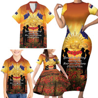 ANZAC Day Family Matching Short Sleeve Bodycon Dress and Hawaiian Shirt Remembrance Tribute Soldiers And Poppy Field