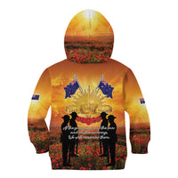 ANZAC Day Kid Hoodie Remembrance Tribute Soldiers And Poppy Field