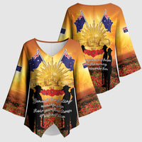 ANZAC Day Kimono Sleeve Blouse Remembrance Tribute Soldiers And Poppy Field