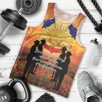 ANZAC Day Men Tank Top Remembrance Tribute Soldiers And Poppy Field