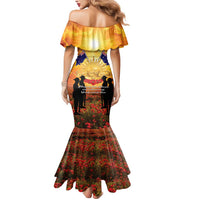 ANZAC Day Mermaid Dress Remembrance Tribute Soldiers And Poppy Field