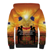 ANZAC Day Sherpa Hoodie Remembrance Tribute Soldiers And Poppy Field