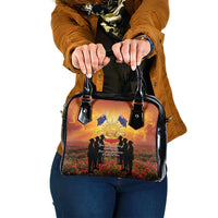 ANZAC Day Shoulder Handbag Remembrance Tribute Soldiers And Poppy Field LT05 One Size Orange - Polynesian Pride