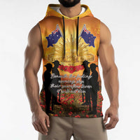ANZAC Day Sleeveless Hoodie Remembrance Tribute Soldiers And Poppy Field