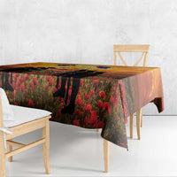 ANZAC Day Tablecloth Remembrance Tribute Soldiers And Poppy Field