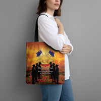 ANZAC Day Tote Bag Remembrance Tribute Soldiers And Poppy Field