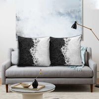 Hawaii Hibiscus Flowers Pillow Cover Grayscale Polynesian Pattern
