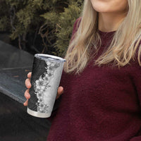 Hawaii Hibiscus Flowers Tumbler Cup Grayscale Polynesian Pattern