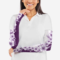 Hawaii Hibiscus Flowers Arm Sleeves Purple Polynesian Pattern