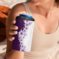 Hawaii Hibiscus Flowers 4 in 1 Can Cooler Tumbler Purple Polynesian Pattern LT05 - Polynesian Pride