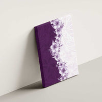 Hawaii Hibiscus Flowers Canvas Wall Art Purple Polynesian Pattern