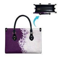 Hawaii Hibiscus Flowers Leather Bag Purple Polynesian Pattern