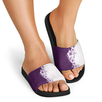 Hawaii Hibiscus Flowers Slide Sandals Purple Polynesian Pattern