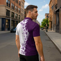 Hawaii Hibiscus Flowers Zipper Polo Shirt Purple Polynesian Pattern