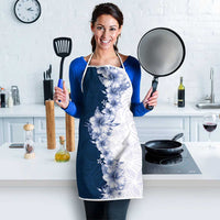 Hawaii Hibiscus Flowers Apron Blue Polynesian Pattern