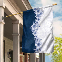 Hawaii Hibiscus Flowers Garden Flag Blue Polynesian Pattern