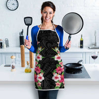 Hawaii Tropical Flowers Apron Black Polynesian Tattoo Art