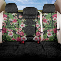 Hawaii Tropical Flowers Back Car Seat Cover Black Polynesian Tattoo Art LT05 One Size Black - Polynesian Pride