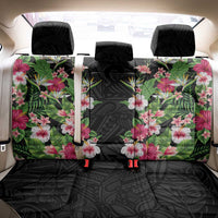 Hawaii Tropical Flowers Back Car Seat Cover Black Polynesian Tattoo Art LT05 - Polynesian Pride