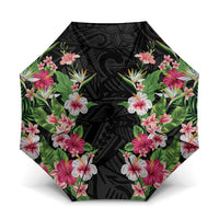 Hawaii Tropical Flowers Umbrella Black Polynesian Tattoo Art