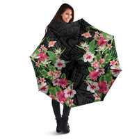 Hawaii Tropical Flowers Umbrella Black Polynesian Tattoo Art