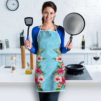 Hawaii Tropical Flowers Apron Sky Blue Polynesian Tattoo Art