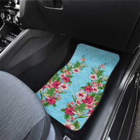Hawaii Tropical Flowers Car Mats Sky Blue Polynesian Tattoo Art