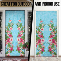 Hawaii Tropical Flowers Door Cover Sky Blue Polynesian Tattoo Art LT05 - Polynesian Pride