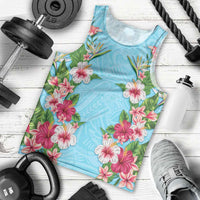 Hawaii Tropical Flowers Men Tank Top Sky Blue Polynesian Tattoo Art LT05 - Polynesian Pride