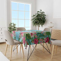 Hawaii Tropical Flowers Tablecloth Sky Blue Polynesian Tattoo Art