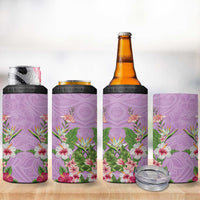 Hawaii Tropical Flowers 4 in 1 Can Cooler Tumbler Lavender Polynesian Tattoo Art LT05 - Polynesian Pride
