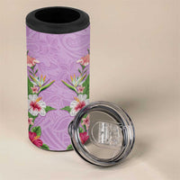 Hawaii Tropical Flowers 4 in 1 Can Cooler Tumbler Lavender Polynesian Tattoo Art LT05 - Polynesian Pride