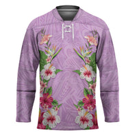 Hawaii Tropical Flowers Hockey Jersey Lavender Polynesian Tattoo Art LT05 Unisex Lavender - Polynesian Pride