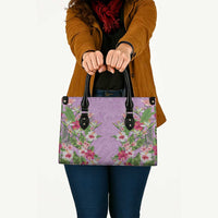 Hawaii Tropical Flowers Leather Bag Lavender Polynesian Tattoo Art