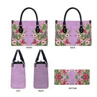 Hawaii Tropical Flowers Leather Bag Lavender Polynesian Tattoo Art