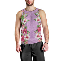 Hawaii Tropical Flowers Men Tank Top Lavender Polynesian Tattoo Art