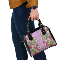 Hawaii Tropical Flowers Shoulder Handbag Lavender Polynesian Tattoo Art