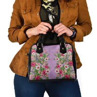 Hawaii Tropical Flowers Shoulder Handbag Lavender Polynesian Tattoo Art