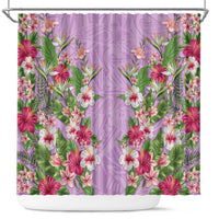 Hawaii Tropical Flowers Shower Curtain Lavender Polynesian Tattoo Art LT05 Lavender - Polynesian Pride